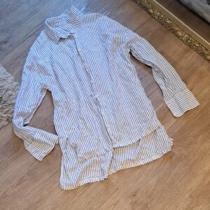 Silence + Noise Blue and White Striped Shirt